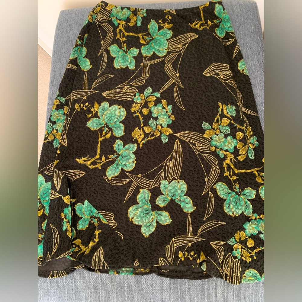 Gorgeous Green/Gold Floral Skirt